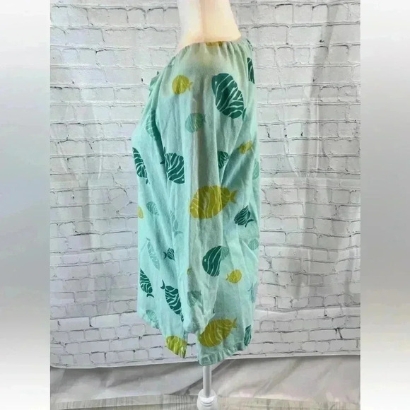I Can Too Resort Wear Fish Shirt 3/4 Sleeves 100% cotton Woman Size S tropical - Picture 4 of 14
